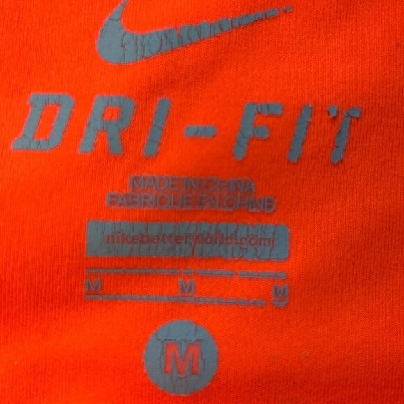 Nike Football Orange Blue Dri Fit Electric Center Tee Size Medium - Picture 3 of 9